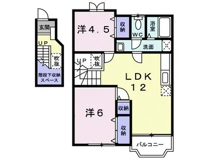 グラシアスC(2LDK/2階)の間取り写真