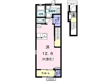 エーデルハイム(ワンルーム/2階)の間取り写真