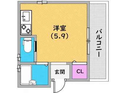 アクシア須磨浦通I(ワンルーム/2階)の間取り写真