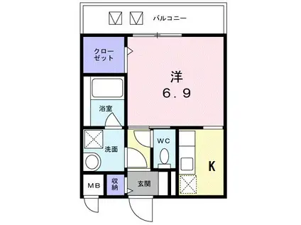 アーバンフォレスト(1K/2階)の間取り写真