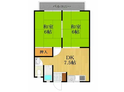 コーポ白峰(2DK/3階)の間取り写真