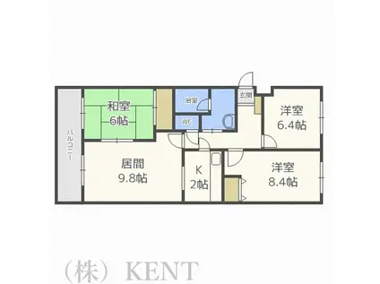 アルファスクエア円山(3LDK/6階)の間取り写真