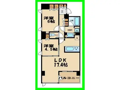 ガーデニエール砧レジデンス(2LDK/6階)の間取り写真