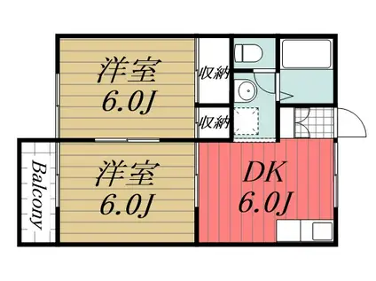 O-TIAS II(2DK/2階)の間取り写真