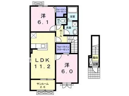 ラ ルーチェ(2LDK/2階)の間取り写真