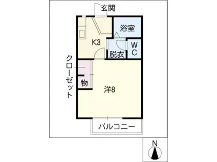 ピースエイト(1K/1階)の間取り写真