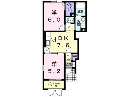 フラン・メゾン彩(2DK/1階)の間取り写真