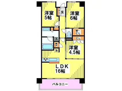 BRILLIA仙川THERESIDENCE定期3年(3LDK/2階)の間取り写真
