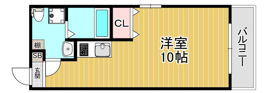 マーヴェリック堺東(ワンルーム/2階)の間取り写真