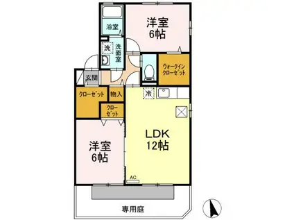 コンフォート湘南 B(2LDK/1階)の間取り写真