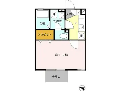 ビラージュ(1K/1階)の間取り写真