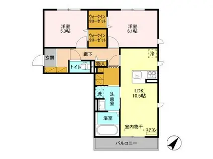 ベリーナ(2LDK/2階)の間取り写真