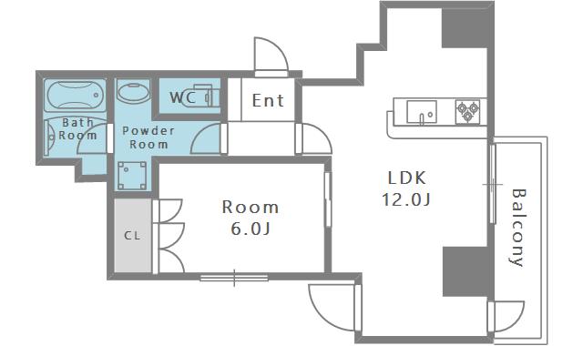 プレディアコート本町(1LDK/9階)の間取り写真
