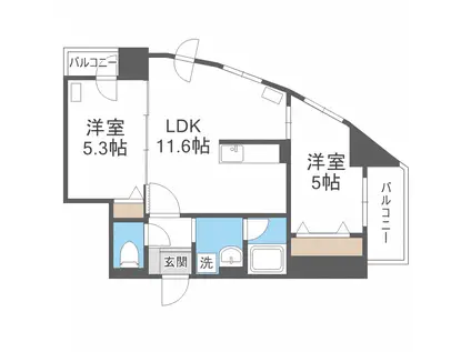 パルティーレ創成イースト(2LDK/9階)の間取り写真