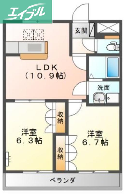 レガート(2LDK/1階)の間取り写真