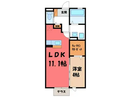 プレミスト I(1LDK/2階)の間取り写真