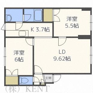 学田山ハウス(2LDK/1階)の間取り写真