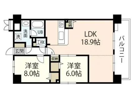 フィール野田公園(2LDK/13階)の間取り写真