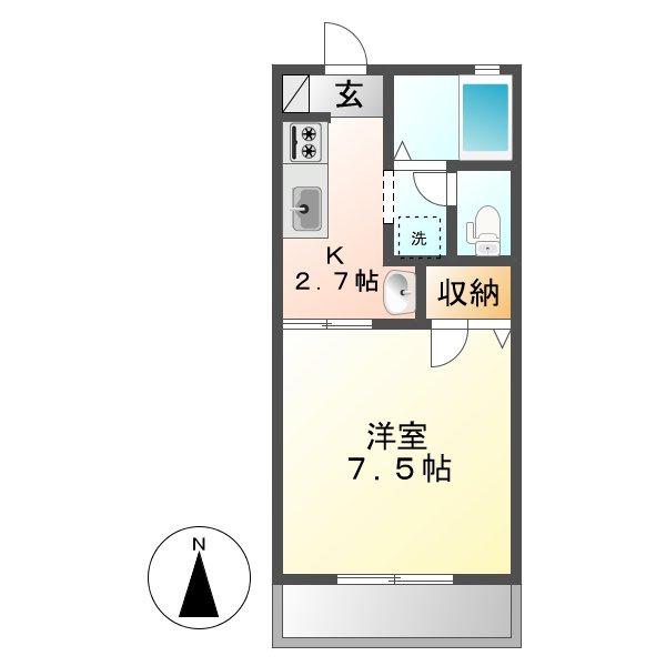 ディアエスタA棟(1K/1階)の間取り写真