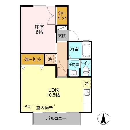 リバージュA(1LDK/1階)の間取り写真