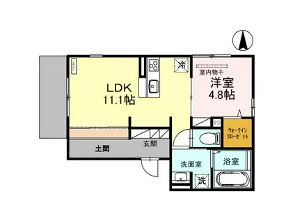 クローリス(1LDK/1階)の間取り写真