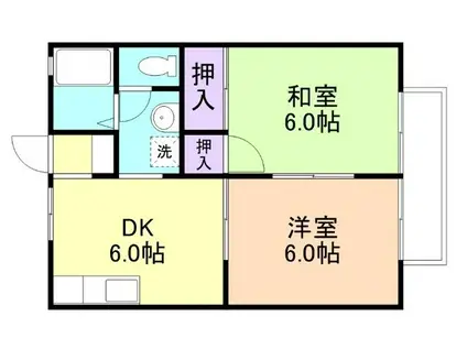 サンハイツ藤(2DK/2階)の間取り写真