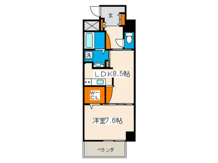 RYUO HILLS(1LDK/6階)の間取り写真