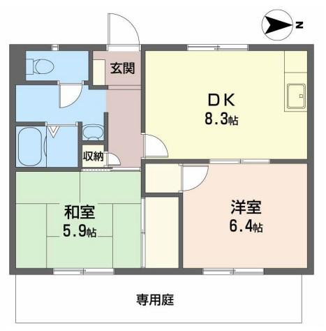 フレグランス野口(2DK/1階)の間取り写真