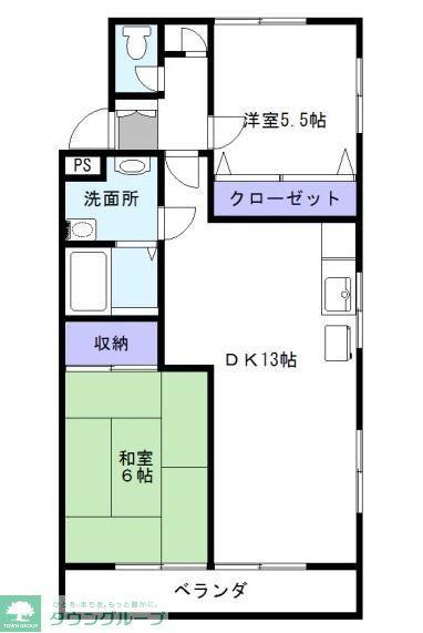 メゾン島田(2LDK/1階)の間取り写真