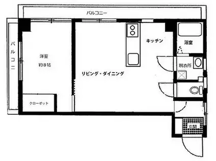 秀和マンション(1LDK/4階)の間取り写真