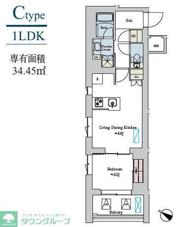BRILLIA IST 洗足池の杜(1LDK/3階)の間取り写真