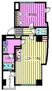 AXIS下町(1LDK/3階)の間取り写真