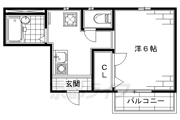 クリーングッドII(1K/1階)の間取り写真