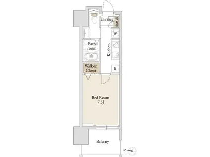 BLESS亀戸(1K/13階)の間取り写真