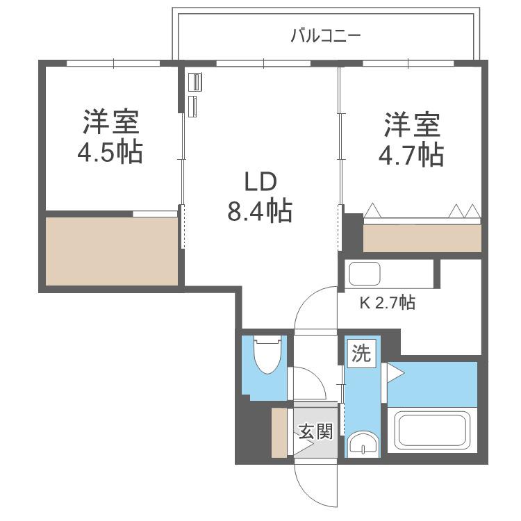 PORTEーBONHEUR N13(2LDK/3階)の間取り写真