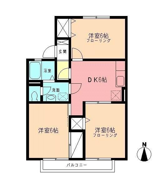 クレールシャトル(3DK/1階)の間取り写真