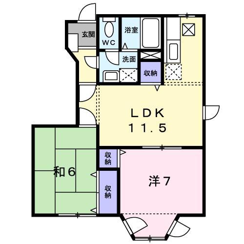コーポ中谷戸V(2LDK/1階)の間取り写真