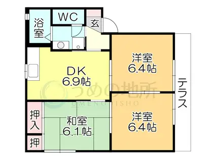 AXIS桑野III B棟(3DK/1階)の間取り写真