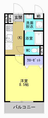 SMILE GARDEN 菊陽(1K/2階)の間取り写真