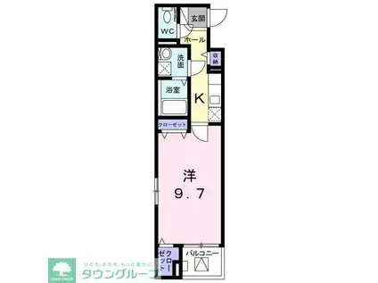 グランシャテーネ(1K/4階)の間取り写真