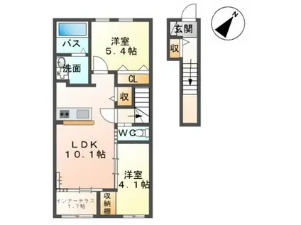 ルミーナ開成(2LDK/2階)の間取り写真