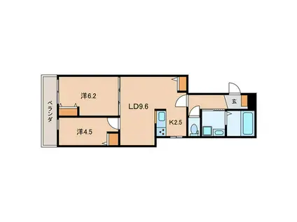 リュエル戸越(2LDK/3階)の間取り写真