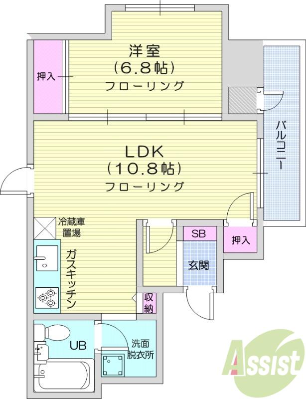 ライオンズマンション原町第3(1LDK/10階)の間取り写真