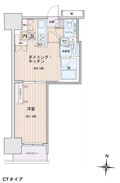 エスティメゾン錦糸町II(1DK/12階)の間取り写真