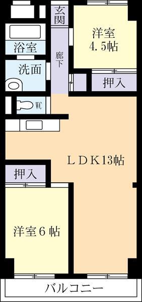 第一池田ビル(2LDK/7階)の間取り写真