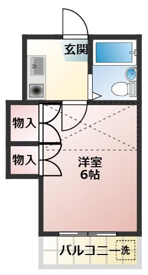 ペアパレス東田(1K/2階)の間取り写真