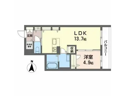 メゾンマスト川もと(1LDK/2階)の間取り写真