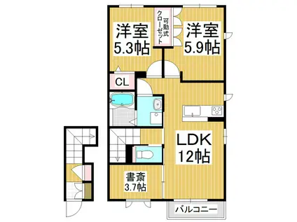CONSOLATA(2SDK/2階)の間取り写真
