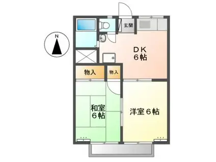 パークハイツ太平(2DK/2階)の間取り写真