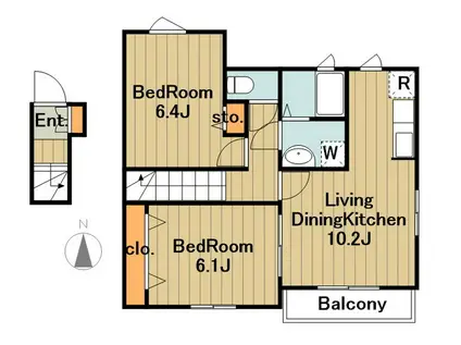 ベルクⅡ(2LDK/2階)の間取り写真